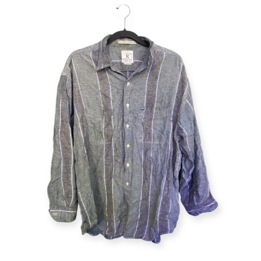 Arrow River Brand Men's XL Blue Striped Flannel Shirt Long Sleeve Made in USA